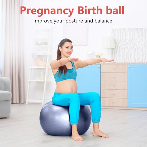 PRIMASOLE Exercise Ball for Balance Stability Fitness Workout Yoga Pilates at Home Office & Gym 75cm Indigo Blue - Image 3