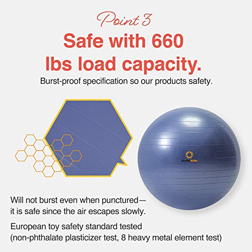 PRIMASOLE Exercise Ball for Balance Stability Fitness Workout Yoga Pilates at Home Office & Gym 75cm Indigo Blue - Image 4