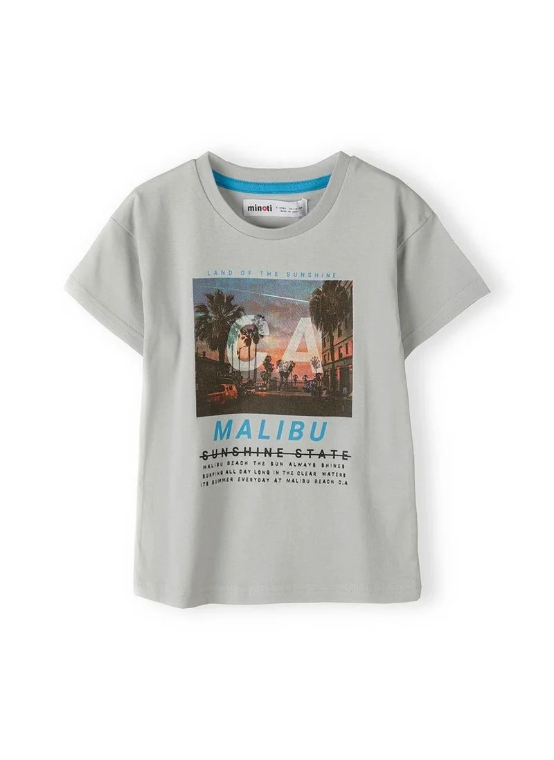 MINOTI Boys graphic t-shirt contrast neck tape grey