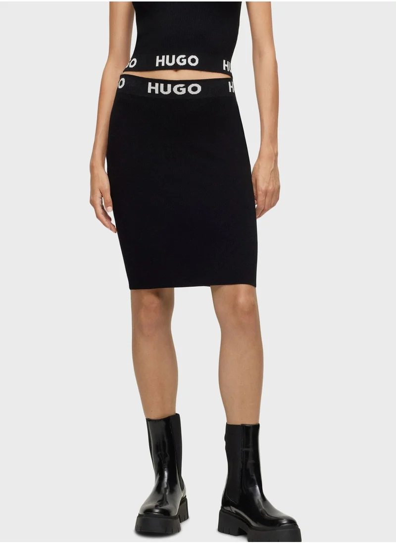 HUGO Logo High Waist Skirt