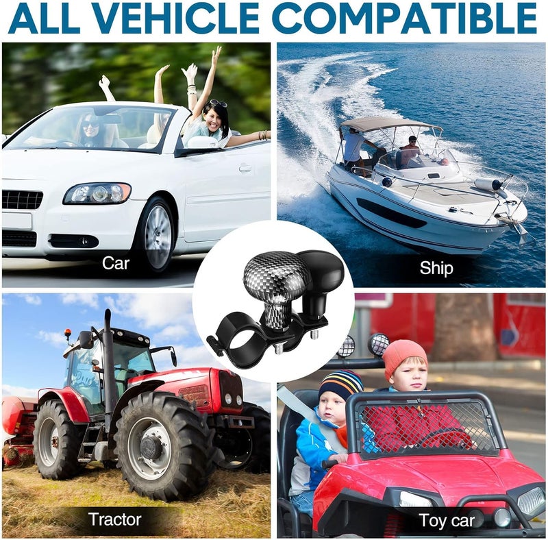 Luckam Steering Wheel Spinner Knob, 2Pcs Vehicle Steering Wheel Turn Ball Knob Suicide Power Handle Accessories for Cars, Trucks, Tractors, Boats, Golf Cart, Black and Carbon Color - Image 3