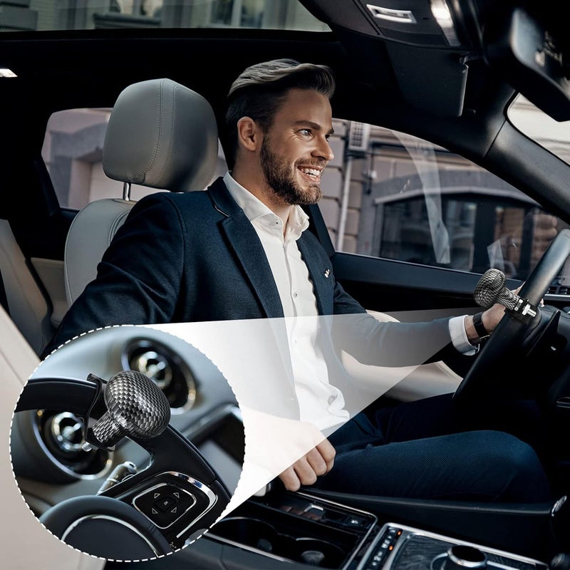 Luckam Steering Wheel Spinner Knob, 2Pcs Vehicle Steering Wheel Turn Ball Knob Suicide Power Handle Accessories for Cars, Trucks, Tractors, Boats, Golf Cart, Black and Carbon Color - Image 2