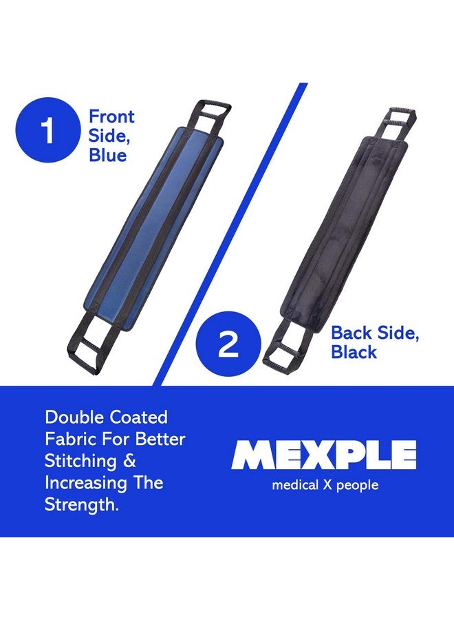 MEXPLE حزام رفع المرضى MEXPLE للجنسين LiftPro | مساعدة رفع المرضى | حزام نقل متين مع 4 مقبضات | يوفر نقل آمن من السيارات، السرير، الأريكة، الكرسي المتحرك - لون أزرق مميز (36x14 بوصة) - Image 3