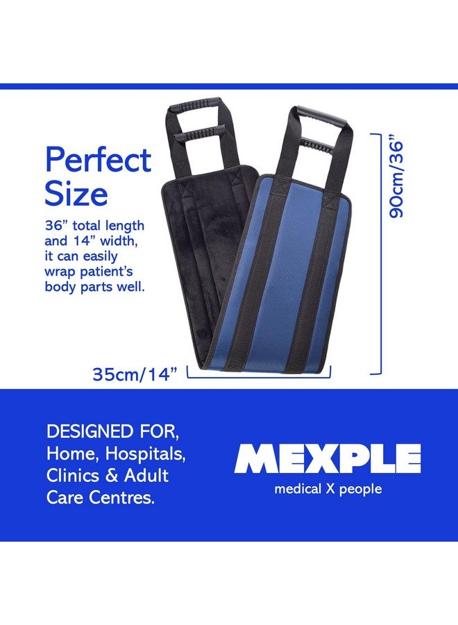 MEXPLE حزام رفع المرضى MEXPLE للجنسين LiftPro | مساعدة رفع المرضى | حزام نقل متين مع 4 مقبضات | يوفر نقل آمن من السيارات، السرير، الأريكة، الكرسي المتحرك - لون أزرق مميز (36x14 بوصة) - Image 4