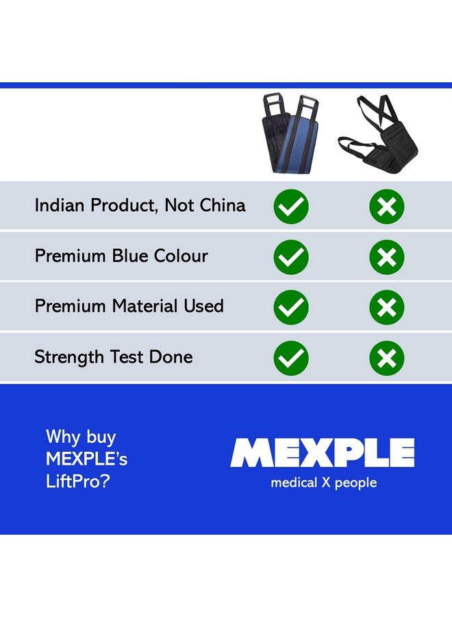 MEXPLE حزام رفع المرضى MEXPLE للجنسين LiftPro | مساعدة رفع المرضى | حزام نقل متين مع 4 مقبضات | يوفر نقل آمن من السيارات، السرير، الأريكة، الكرسي المتحرك - لون أزرق مميز (36x14 بوصة) - Image 5
