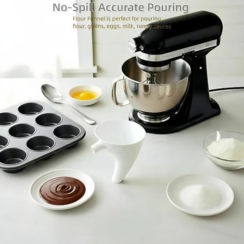 YKIAMGH 2Pcs Anti-Splash Flour Funnel for Stand Mixer – No-Mess, Premium Baking Gadgets Accessories Keeps Counters Clean for 4.5-5Qt Tilt-Head (KSM150) Best Premium Kitchen Aid Mixer Attachments - Image 4