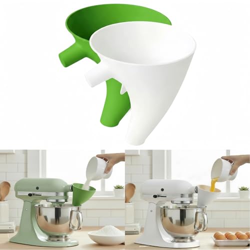 YKIAMGH 2Pcs Anti-Splash Flour Funnel for Stand Mixer – No-Mess, Premium Baking Gadgets Accessories Keeps Counters Clean for 4.5-5Qt Tilt-Head (KSM150) Best Premium Kitchen Aid Mixer Attachments - Image 1