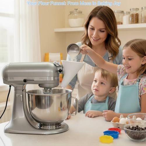 YKIAMGH 2Pcs Anti-Splash Flour Funnel for Stand Mixer – No-Mess, Premium Baking Gadgets Accessories Keeps Counters Clean for 4.5-5Qt Tilt-Head (KSM150) Best Premium Kitchen Aid Mixer Attachments - Image 3