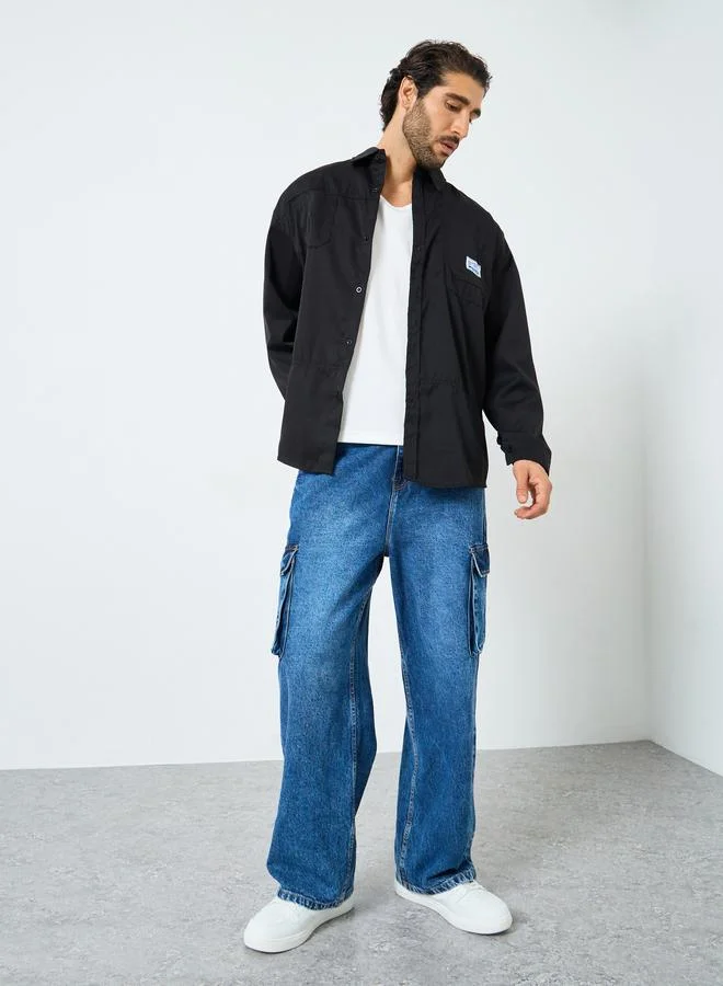 Styli Men Beige Oversized Utility Shacket