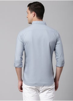 Dennis Lingo Dark Blue Slim Fit Casual Spread Shirt - 100% Cotton  - Image 5