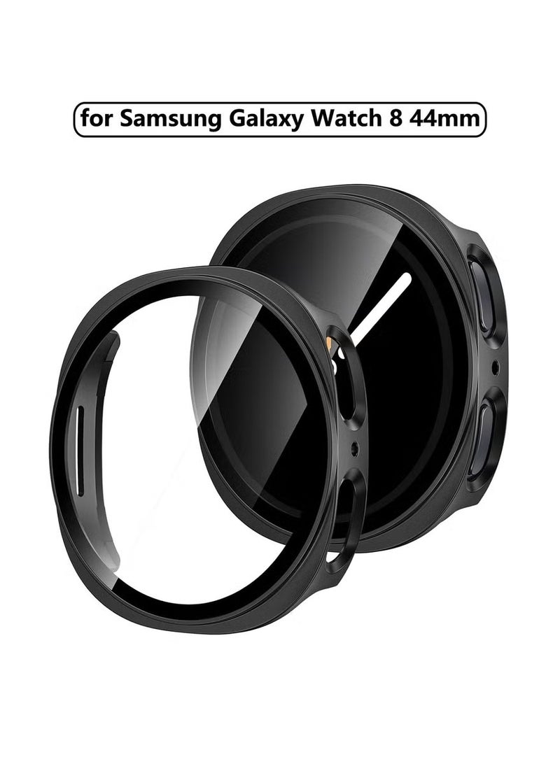 ChicVibe Case for Samsung Galaxy Watch 8 2025 44mm, PC Shell+Tempered Glass Integrated Design, Anti Fall and Scratch Resistant, High-Definition and Transparent, Built-in 9H Tempered Glass Film, Hard PC, Easy to Install, Cover for Samsung Galaxy Watch 8 2025 44mm, Black - Image 1