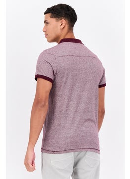 French Connection Men Regular Fit Brand Logo Short Sleeves Polo Shirt, Heather Burgundy  - Image 2