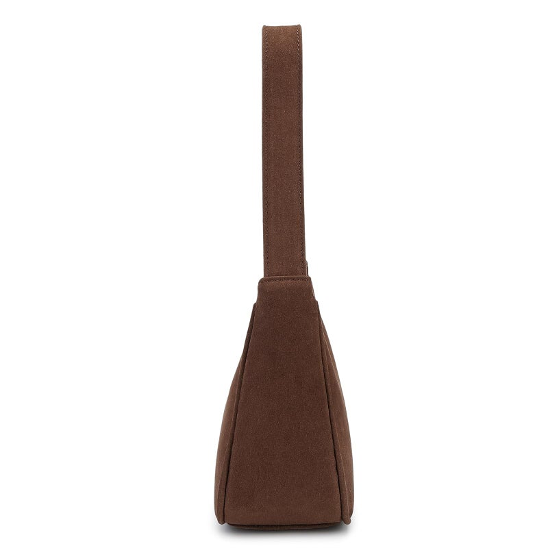 CYHTWSDJ Shoulder Bags for Women, Cute Hobo Tote Handbag Mini Clutch Purse with Zipper Closure (Suede-Coffee) - Image 4