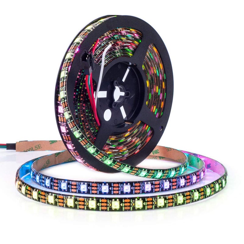 BTF-LIGHTING WS2812B RGB ECO LED Strip, Chasing Effects 5050SMD Individually Addressable 16.4FT 60Pixels/m 300Pixels Flexible Dream Color IP65 for Bedroom DIY Projects DC5V(No Adapter or Controller) - Image 1