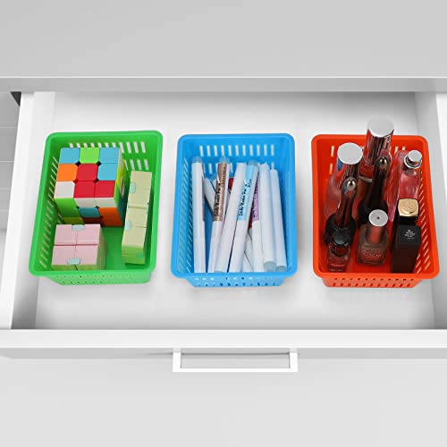 NASHRIO 10 Pack Mini Storage Baskets Bins, Plastic Organizer Basket, Colorful Shelf and Desk Make-up Storage Crate Organizing Containers, Ideal for Home Classroom Office Organization. 6.1"L x 4.5"W x 2.4"H - Image 3