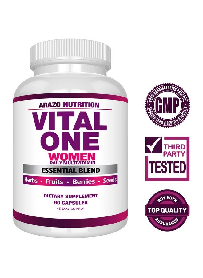 Arazo Nutrition - Vital One Multivitamin For Women Daily Wholefood Supplement 90 Vegan Capsules - Image 1