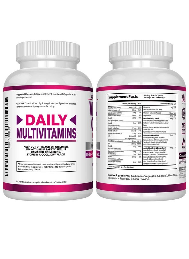 Arazo Nutrition - Vital One Multivitamin For Women Daily Wholefood Supplement 90 Vegan Capsules - Image 1