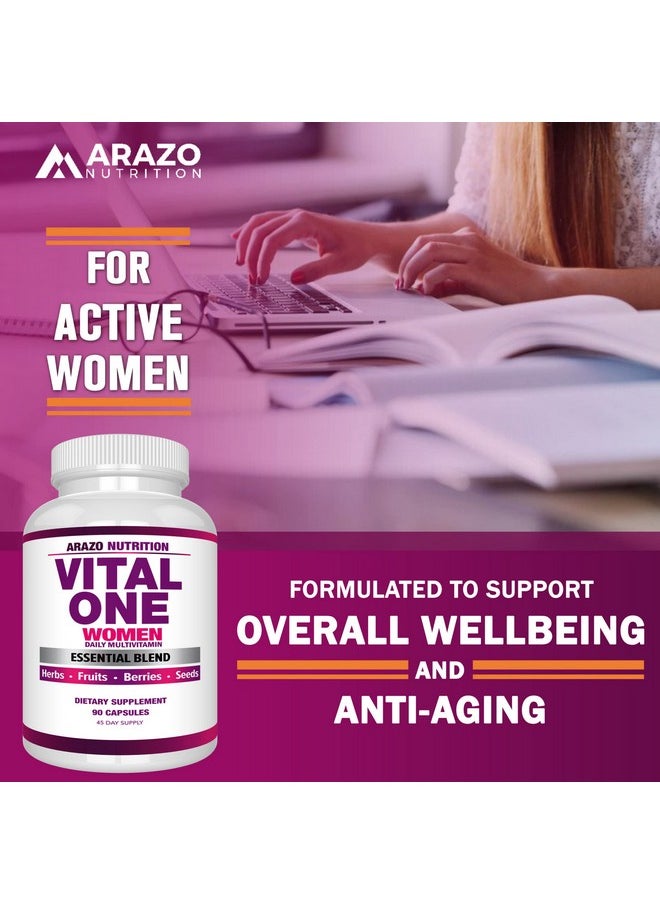 Arazo Nutrition - Vital One Multivitamin For Women Daily Wholefood Supplement 90 Vegan Capsules - Image 1