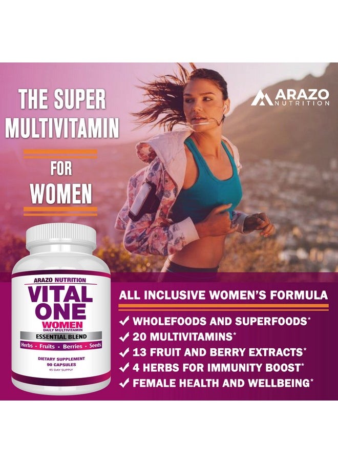 Arazo Nutrition - Vital One Multivitamin For Women Daily Wholefood Supplement 90 Vegan Capsules - Image 1