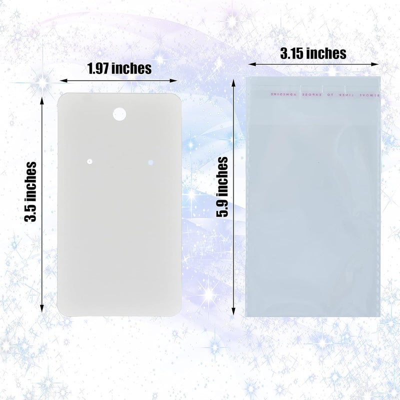 Twavang Earring Card Holder Set, 100Pcs Kraft Paper Earring Display Cards, 100 Pairs Clear Earring Backs with 100Pcs Self Adhesive Bags for Earrings Jewelry Display (White, 3.5" x 2") - Image 2