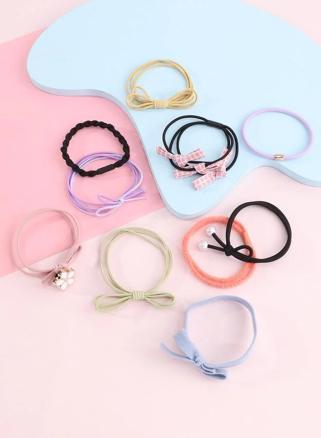 Take Two  Set of 10 - Bow Detail Fashion Hair Ties for Women | Best Price UAE