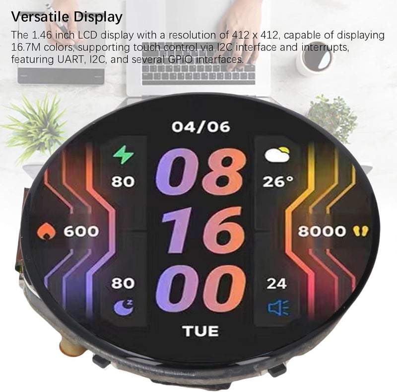 Diyeeni for S3R8 Development Board, 1.46inch Touch Round Display Development Board 412×412 Resolution, 32bit LX7 Processor, Support 2.4G WiFi & Bluetooth, Type C Interface - Image 4