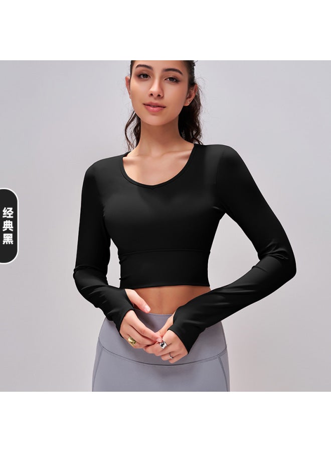 Spring New Yoga Wear For Women, Hollow-out Beautiful Back Design, Round Neck, Long Sleeves, Slimming, Versatile Fitness T-shirt, Outdoor Sports Top