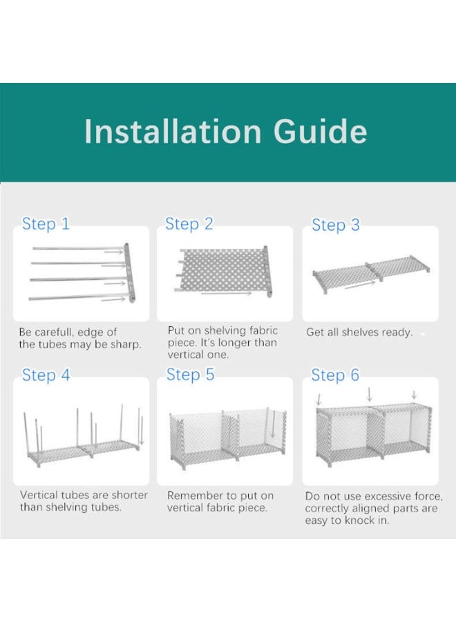 بلومنغ تايم منظم رفوف تخزين مكعب رمادي بأربعة طبقات - خزانة كتب مصنوعة من المعدن والقماش، مناسبة لغرفة المعيشة، غرفة النوم، غرفة الأطفال - Image 4