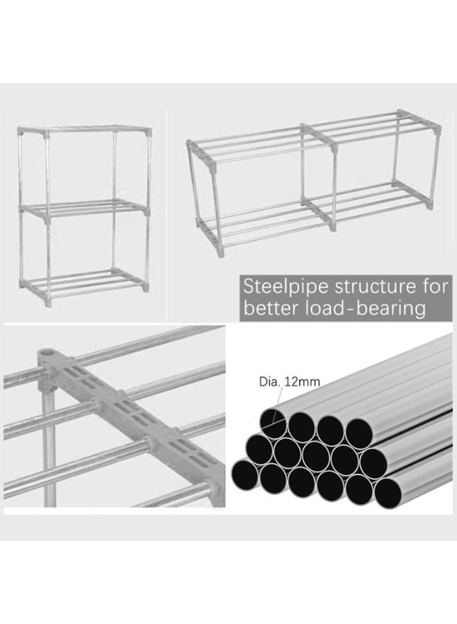 بلومنغ تايم منظم رفوف تخزين مكعب رمادي بأربعة طبقات - خزانة كتب مصنوعة من المعدن والقماش، مناسبة لغرفة المعيشة، غرفة النوم، غرفة الأطفال - Image 5