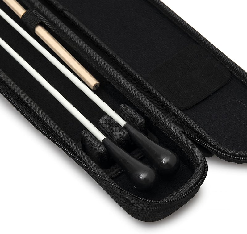 Purrff Conductor Baton Case - Professional Quality Holder for Orchestra Director Stick, Band Teacher - Smooth Zipper, Lid Pads, Adjustable Supports - Complete with Carrying Strap and a Pencil - Image 2