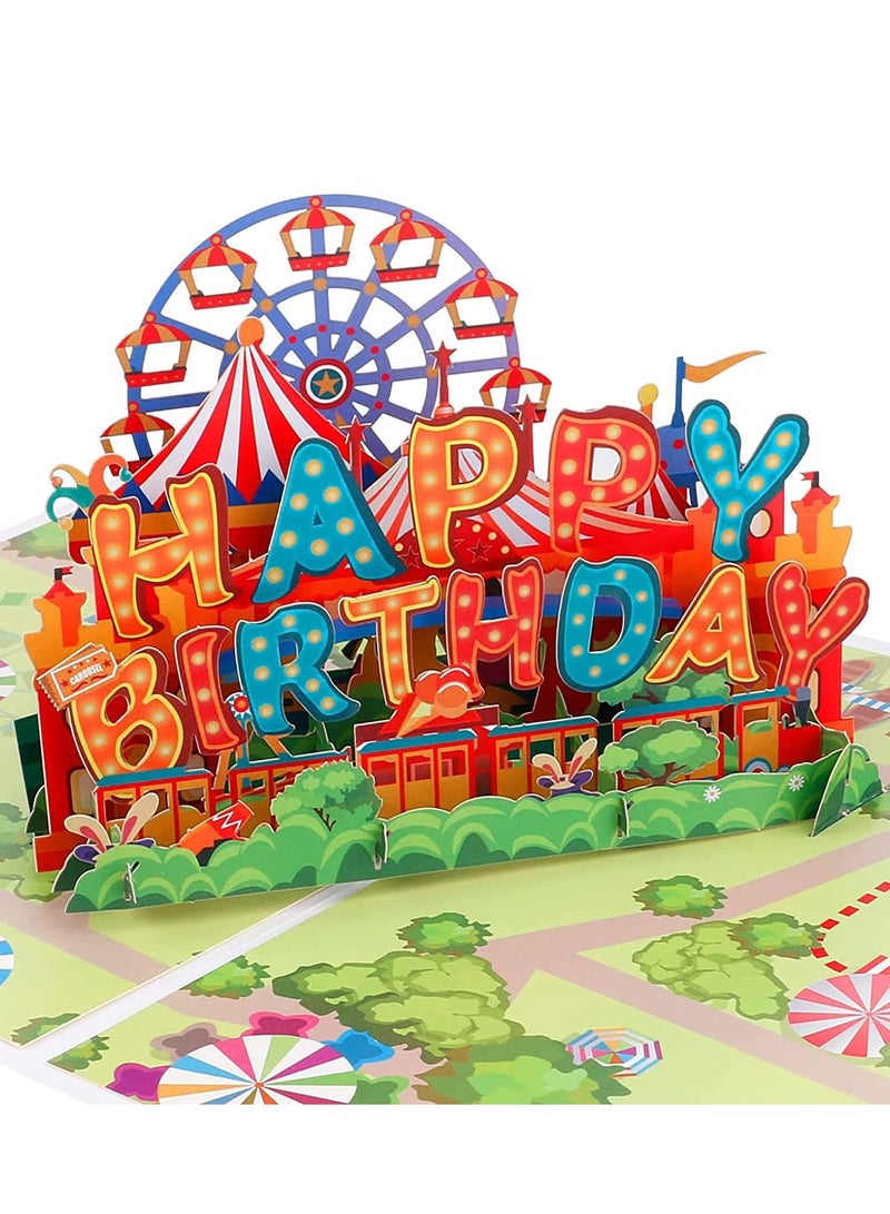SOLARAE Birthday Card Pop Up 3D Happy Birthday Card Handmade Birthday Greeting Popup Card with Envelope and Message Tag for Birthday Kids Women and Men - Image 1