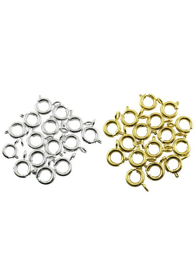 JCBIZ 30Pcs 7Mm Diameter Open Spring Ring Round Clasps (15Pcs Silver + 15Pcs Gold) - Image 1
