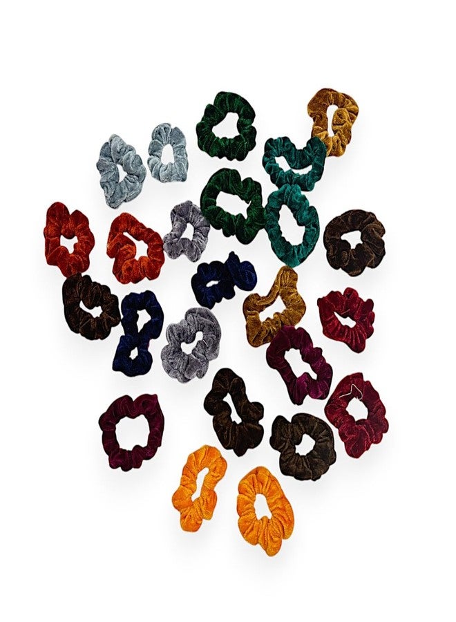 AccessHer Colorful Velvet Hair Scrunchies, Anti-Hair-Breakage Hair Ties,Hair Accessories Combo for Women & Girls (Pack of 24) - Image 1