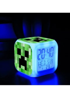 General Multifunctional Temperature Display Alarm Clock Minecraft Colorful Color Changing Square Alarm Clock LED Night Light Gift  - Image 2
