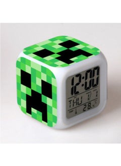 General Multifunctional Temperature Display Alarm Clock Minecraft Colorful Color Changing Square Alarm Clock LED Night Light Gift  - Image 1
