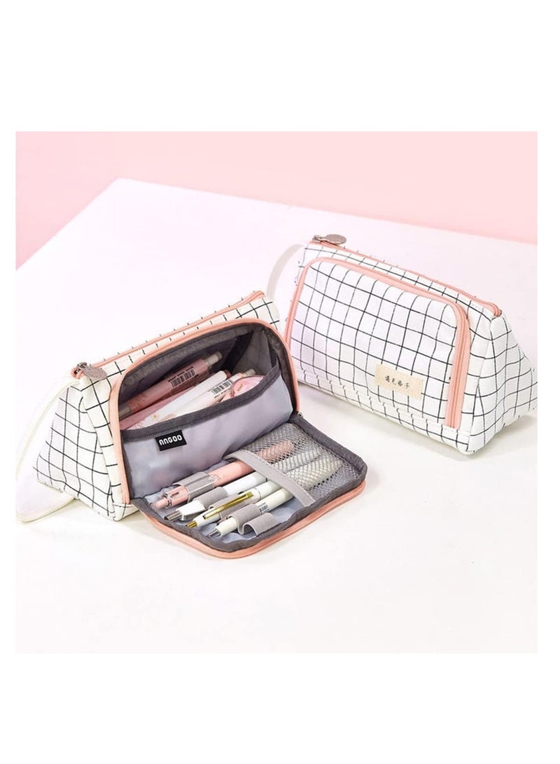 ECVV Large Capacity Pencil Pen Case White, Cute Pencil Pouch Cases Organizer with Easy Grip Handle, Pouch Pen Box Bag for Teen Girls Student Kids Gifts  - Image 2