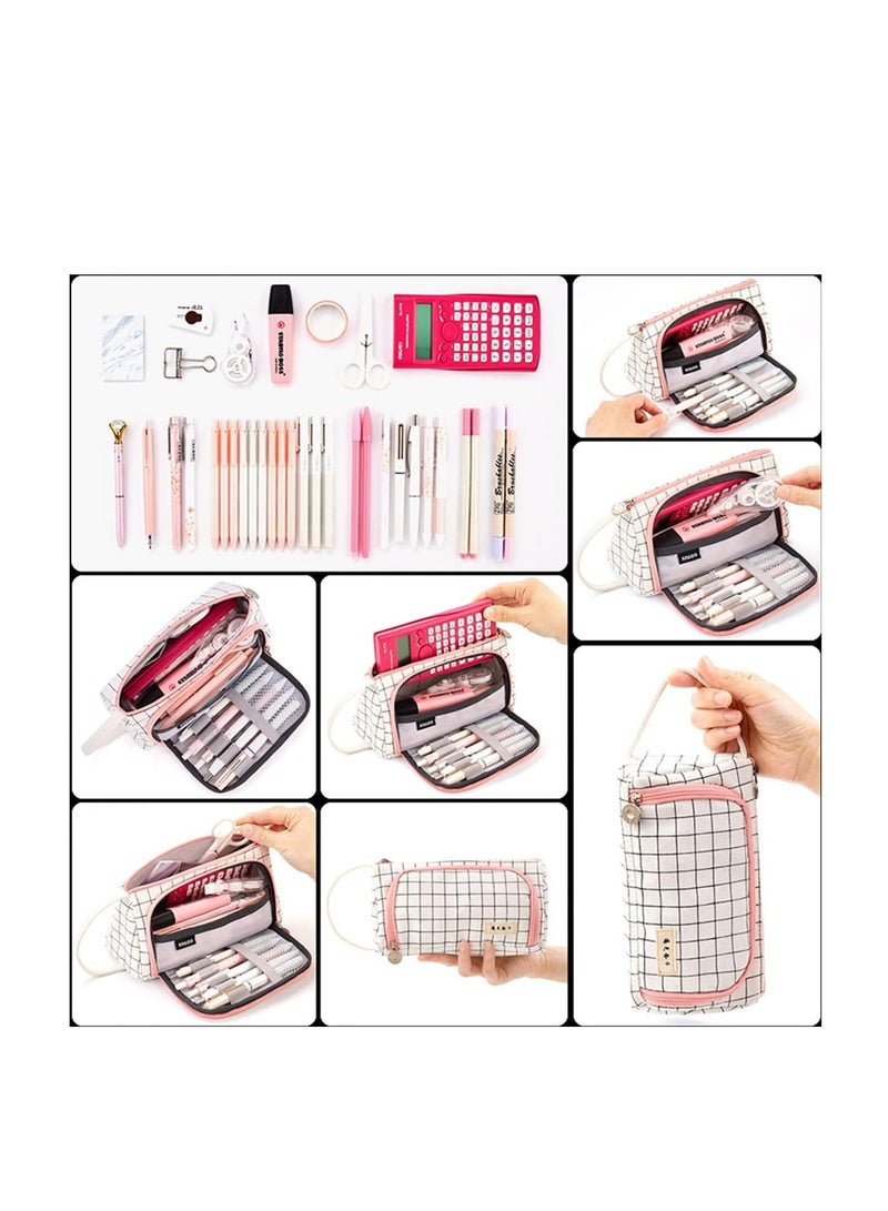 ECVV Large Capacity Pencil Pen Case White, Cute Pencil Pouch Cases Organizer with Easy Grip Handle, Pouch Pen Box Bag for Teen Girls Student Kids Gifts  - Image 5
