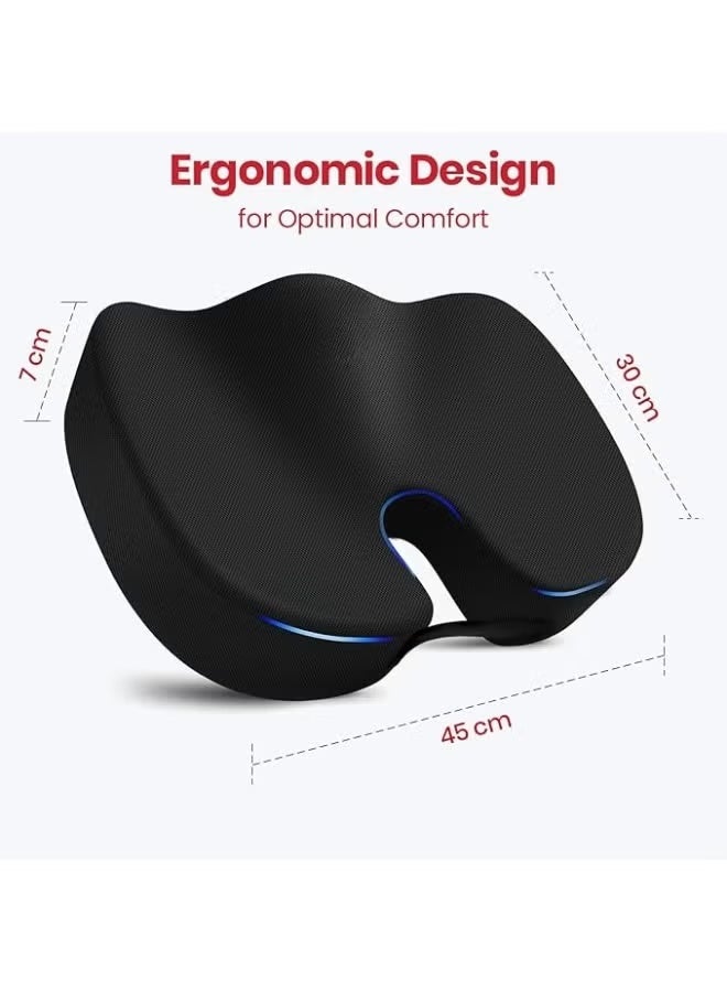 Coccyx Seat Cushion with Lumbar Support, Orthopedic Memory Foam Chair Cushion for Back & Tailbone Comfort, Premium Support for Office, Car & Long Rides - Image 2