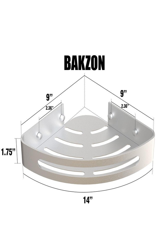 Bakzon Corner Shower Caddy, 2 Pack Adhesive Shower Shelf Corner with Razor Holder No Drilling Bathroom Shower Organizer Storage Rack, Silver (Not Brushed Nickel) - Image 2