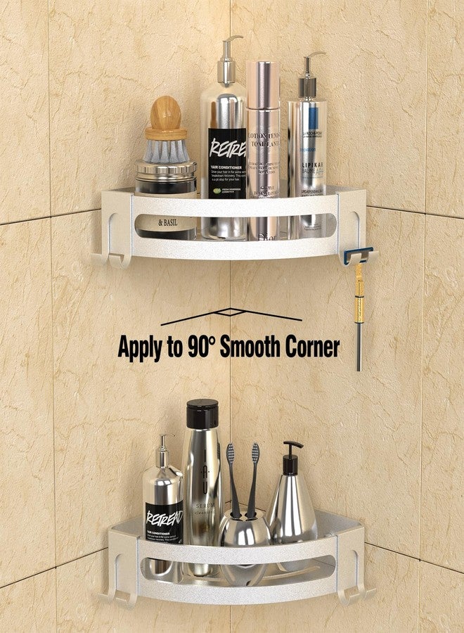 Bakzon Corner Shower Caddy, 2 Pack Adhesive Shower Shelf Corner with Razor Holder No Drilling Bathroom Shower Organizer Storage Rack, Silver (Not Brushed Nickel) - Image 5