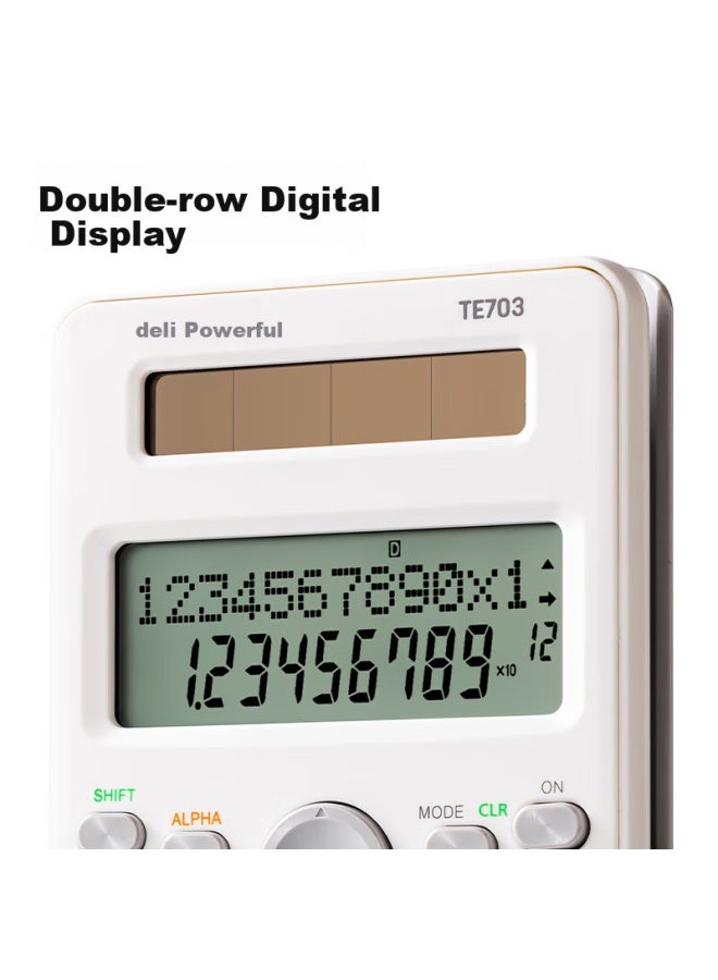 Deli Dual Power Function Calculator Scientific Calculator Exam Student Junior High School Student Multi-function Electronic Computer Note Cpa One White Te703 - Image 2