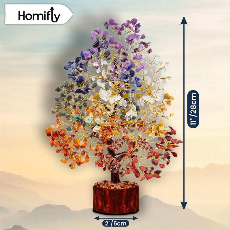 HOMIFLY 300 Beads Crystal Tree/7 Chakra Crystal Tree/Showpiece Good Luck and Positive Energy/Showpiece for Living Room/Natural Healing Gemstones Money Tree/Lucky Tree for Good Luck (Multicolor) - Image 3