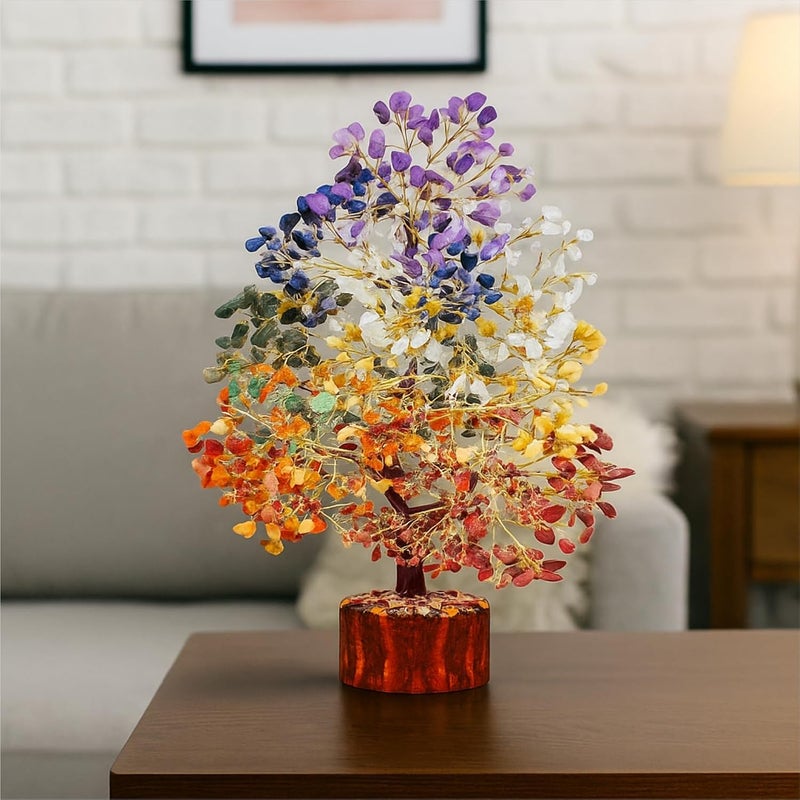 HOMIFLY 300 Beads Crystal Tree/7 Chakra Crystal Tree/Showpiece Good Luck and Positive Energy/Showpiece for Living Room/Natural Healing Gemstones Money Tree/Lucky Tree for Good Luck (Multicolor) - Image 5