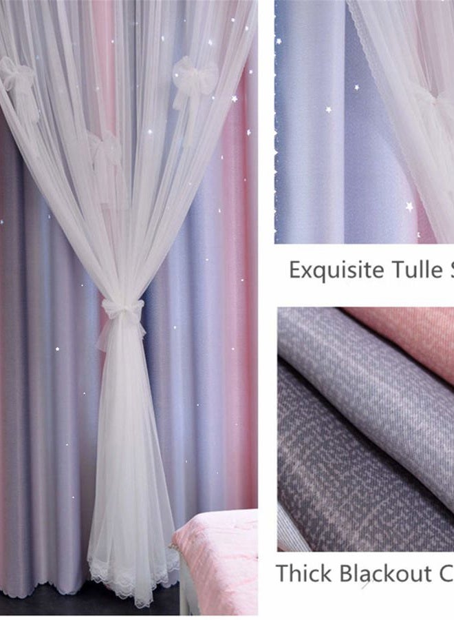 Yancorp Curtains for Girls Bedroom Kids Room Curtain Colorful Window Nursery Curtain 84 inches Length Room Darkening Grommet 2 Layers (Pink Grey, W52 X L84) - Image 5