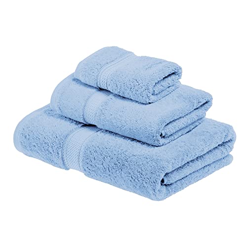 Superior Egyptian Cotton Pile 3 Piece Towel Set, Includes 1 Bath, 1 Hand, 1 Face Towel/Washcloth, Ultra Soft Luxury Towels, Thick Plush Essentials, Guest Bath, Spa, Hotel Bathroom, Light Blue - Image 1