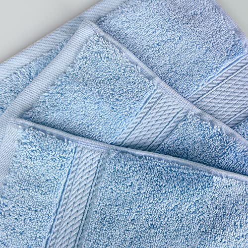 Superior Egyptian Cotton Pile 3 Piece Towel Set, Includes 1 Bath, 1 Hand, 1 Face Towel/Washcloth, Ultra Soft Luxury Towels, Thick Plush Essentials, Guest Bath, Spa, Hotel Bathroom, Light Blue - Image 5