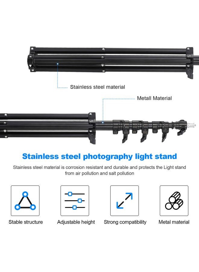 soonpho Heavy Duty Light Stand 9.8ft /3m Photography Tripod Light Stand Metal Adjustable Spring Cushioned with Carry Bag 1/4” to 3/8” Universal Screw for Photography LED Video Light, Ring Light, Monolight - Image 5
