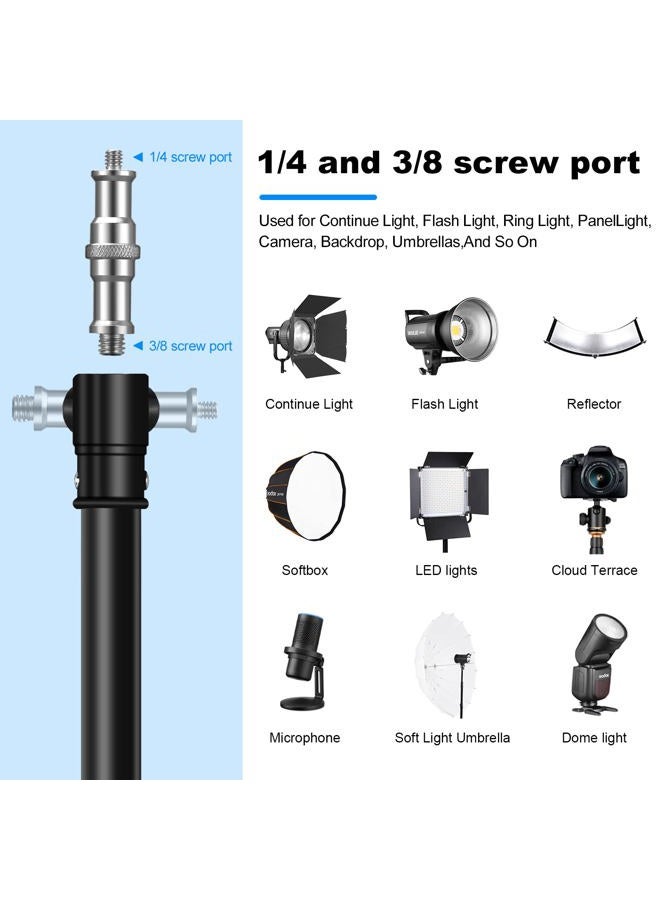 soonpho Heavy Duty Light Stand 9.8ft /3m Photography Tripod Light Stand Metal Adjustable Spring Cushioned with Carry Bag 1/4” to 3/8” Universal Screw for Photography LED Video Light, Ring Light, Monolight - Image 3