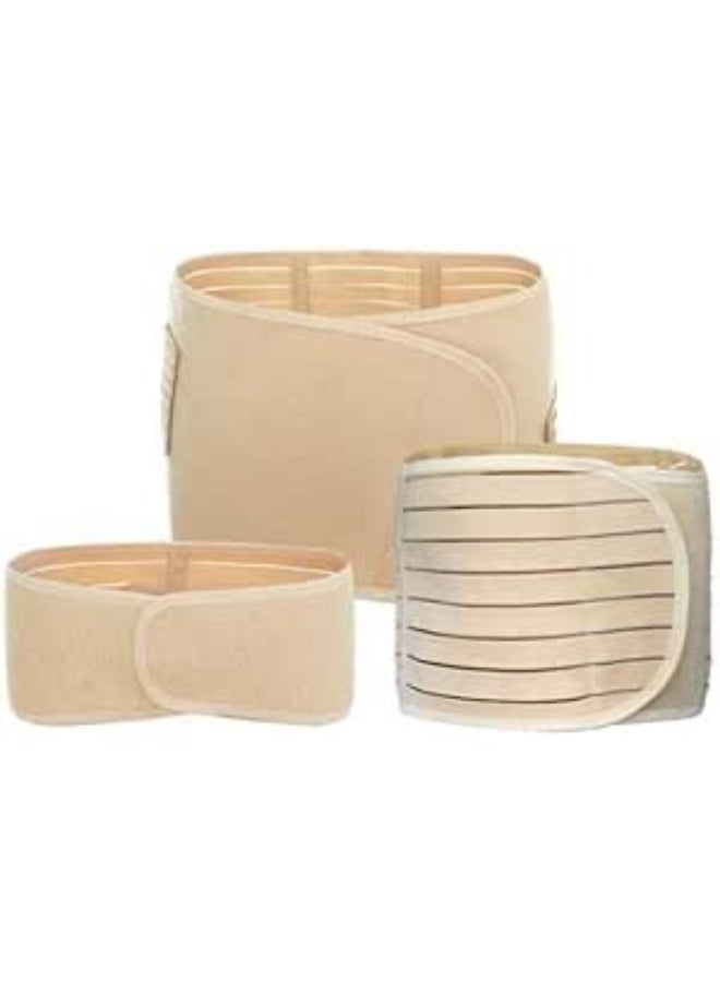 طقم حزام دعم ما بعد الولادة مكون من 3 قطع، حزام بطن وخصر وحوض قابل للتعديل لدعم التعافي بعد الولادة