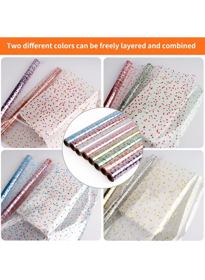CMFYHM 8 Rolls clear Cellophane Wrap Roll (34 in x 16.4 ft x 8 Colors) Gift Baskets Wrap Roll,Extra Wide Transparent Polka Dots Cellophane Wrapping for Gift Baskets,Flowers, Candies, DIY Craft,Baby - Image 3